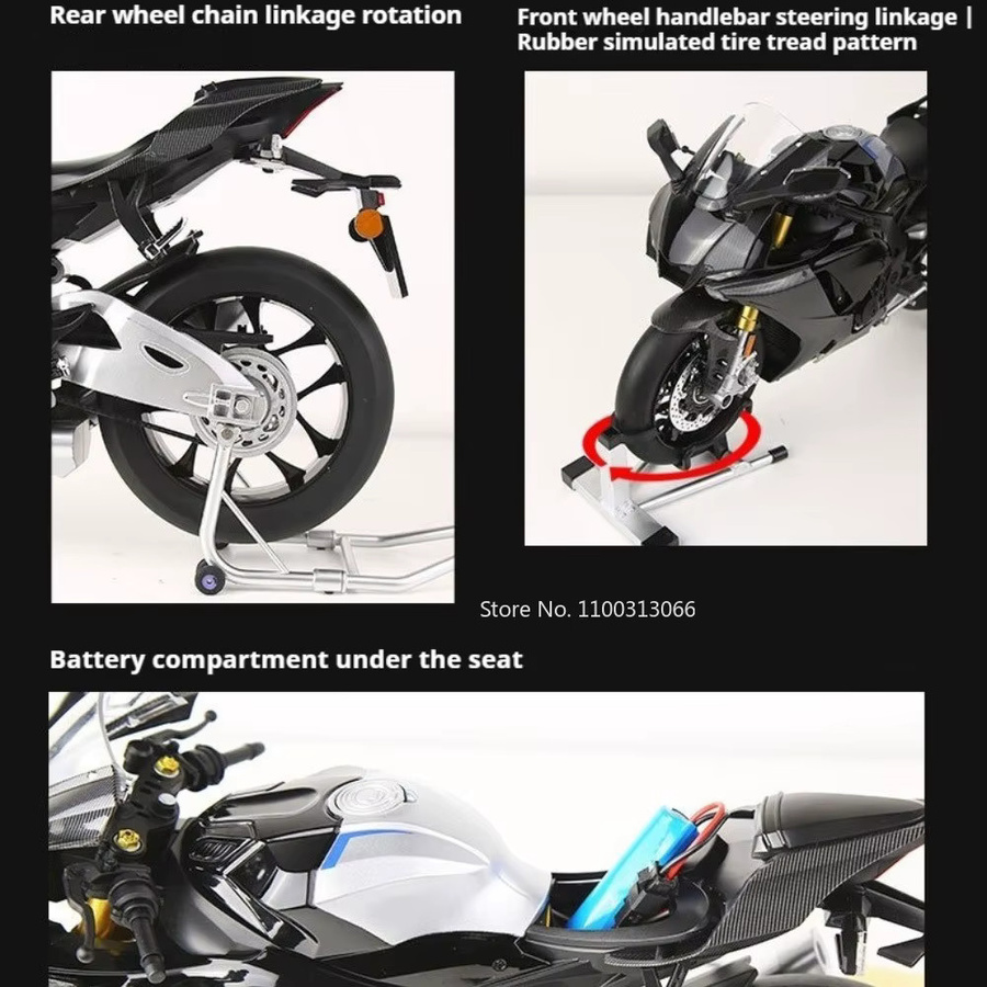 caipo R1M Motorräder Spielzeugmodelle, 1:6 Maßstab, Licht und Sound, Metall, Gummi - Bild 5