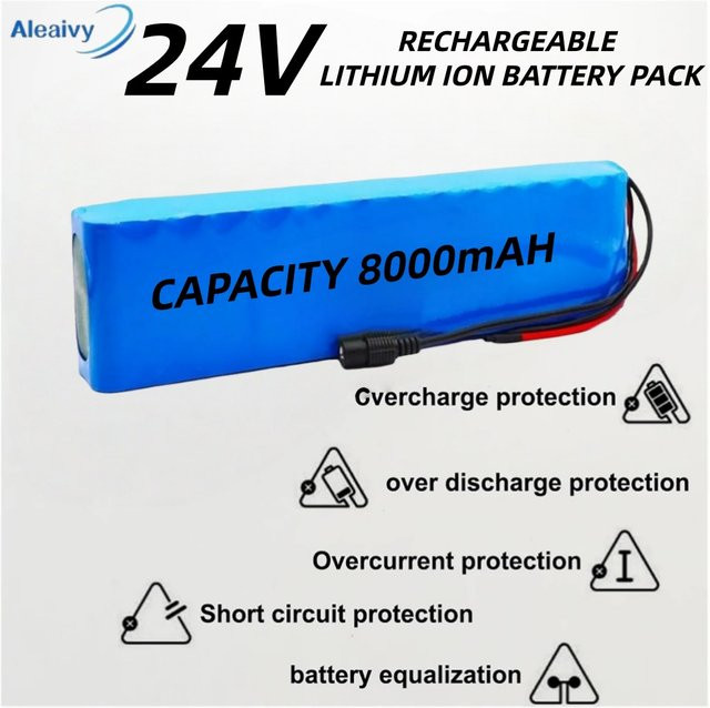 Aleaivy Lithium-Ionen-Akku 24 V 8 Ah 18650 7S3P Blau für Motorwerkzeuge 150 W bis 350 W - Bild 1