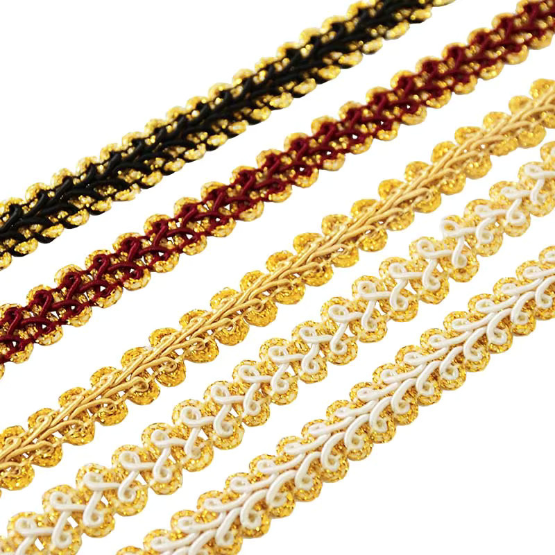 Glitzer Spitzenband aus Polyester für DIY-Handwerk und Hochzeit, Breite: 1,2 cm, Länge: 4,57 m, Mehrfarbig - Bild 2