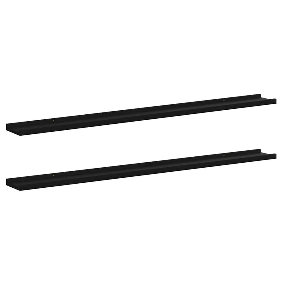 vidaXL Wandregale 2er-Set Schwarz Modern B: 115 cm, H: 9 cm, T: 3 cm - Bild 2