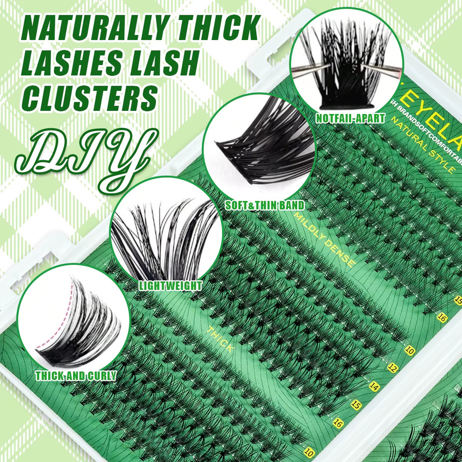 600-teiliges D-Curl Fluffy Cluster-Wimpern-Set, 10–16 mm, Black, Natürlich - Bild 2