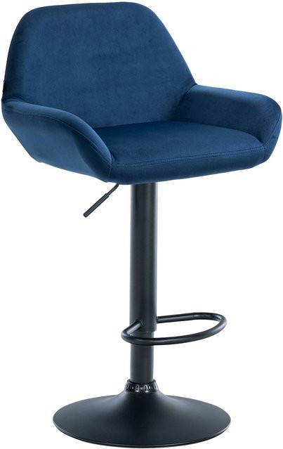 CLP Barhocker Braga in Blau mit Samtbezug und Metallgestell, höhenverstellbar und 360 Grad drehbar - Bild 1