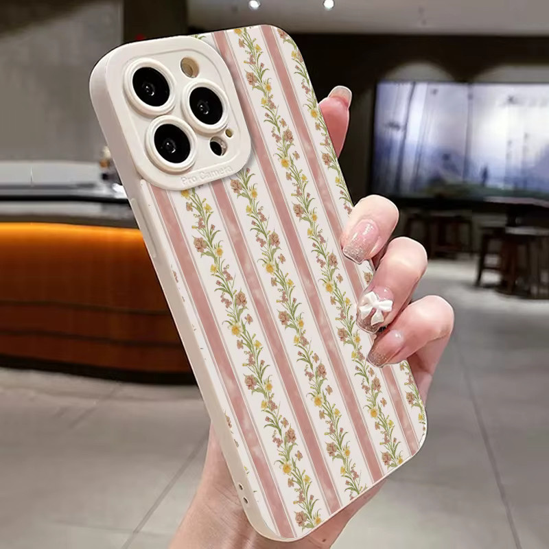 Stoßfeste Handyhülle mit rosa floralem Streifenmuster für Xiaomi Mi 11 Lite 5G, 14T, 13T, 12T, 14, Poco X7, X6, X5, F5, F6, F7 Pro - Bild 2