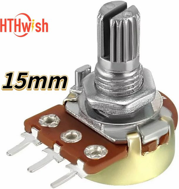 5 Stück WH148 Lineare Potentiometer Variable Widerstände 15mm Welle 100K-1M Ohm mit 3 Pins Single Turn Rotary Carbon Film - Bild 1