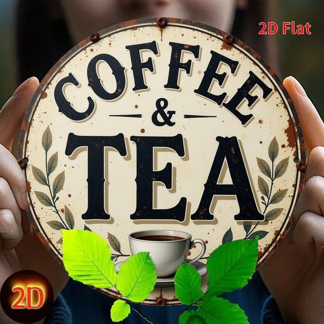 Potdemiel Vintage Coffee & Tea Metallschild rund Durchmesser: 20 cm - Bild 1