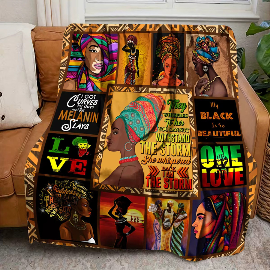 VIKAMA Wandteppich mit afrikanischem Kunstmuster und inspirierenden Zitaten, Multicolour, B/H: 90 x 75 cm - Bild 3