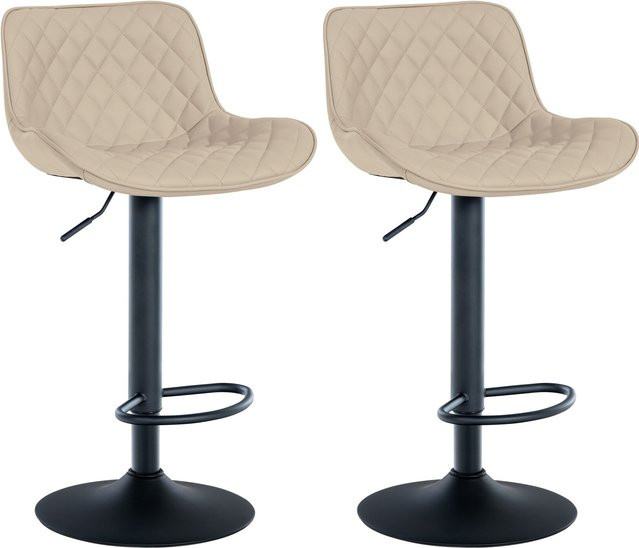 CLP 2er Set Barhocker Minosa beige, höhenverstellbare Drehstühle mit gesteppter Polsterung und Metallfußstützen - Bild 1