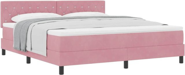 vidaXL Boxspringbett mit Matratze und Kopfteil in Rosa, Samt, B/T/H: 180 x 200 x 183 cm - Bild 1