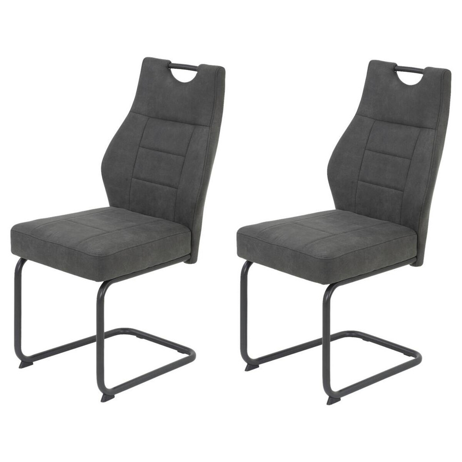 2er-Set Schwingstühle Hela Linda II in Anthrazit mit Microfaser und Metallgestell, B/H/T: 44 x 97 x 65 cm - Bild 3