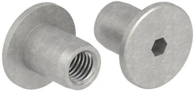 FeNau Hülsenmutter M10 aus Edelstahl V2A mit Flachkopf und Innensechskant in Silber - Bild 1