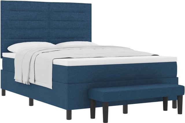 vidaXL Boxspringbett mit Matratze und Kopfteil in Blau, B/T/H: 140 x 190 x 280 cm - Bild 1