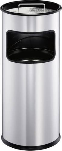 Durable Papierkorb aus Metall mit integriertem Aschenbecher, Schwarz, Volumen: 17 l, Durchmesser: 26 cm, Höhe: 62 cm - Bild 1
