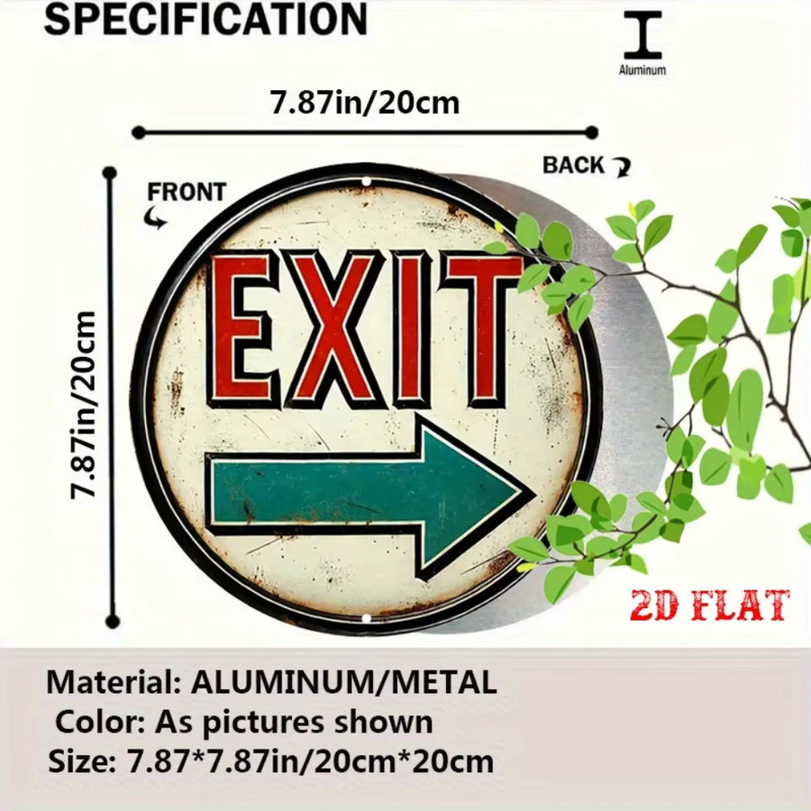 CIFBUY Vintage Metallschild Rund mit Pfeil-Motiv aus Aluminium in Multicolour zur Wanddekoration für Café und Garage - Bild 2