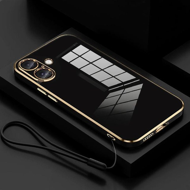 Beschichtete Silikonhülle mit Lanyard für Apple iPhone 11 bis iPhone 16 Pro Max in Schwarz - Bild 1