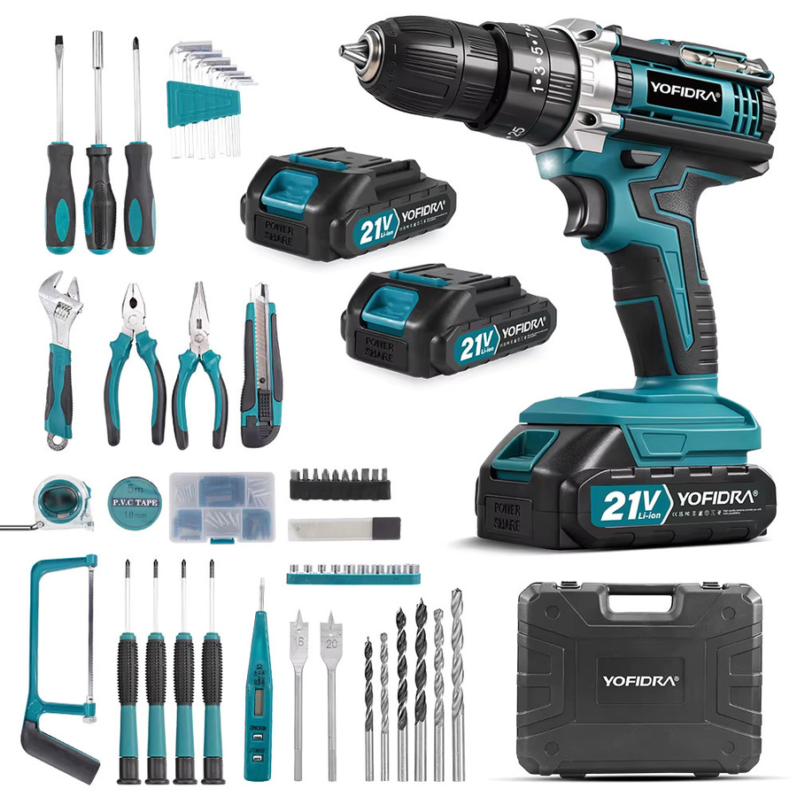 YOFIDRA Akku Schlagbohrmaschine und Multifunktions-Schraubendreher mit 25+3 Drehmomentstufen, kompatibel mit Makita 21V Akku - Bild 7