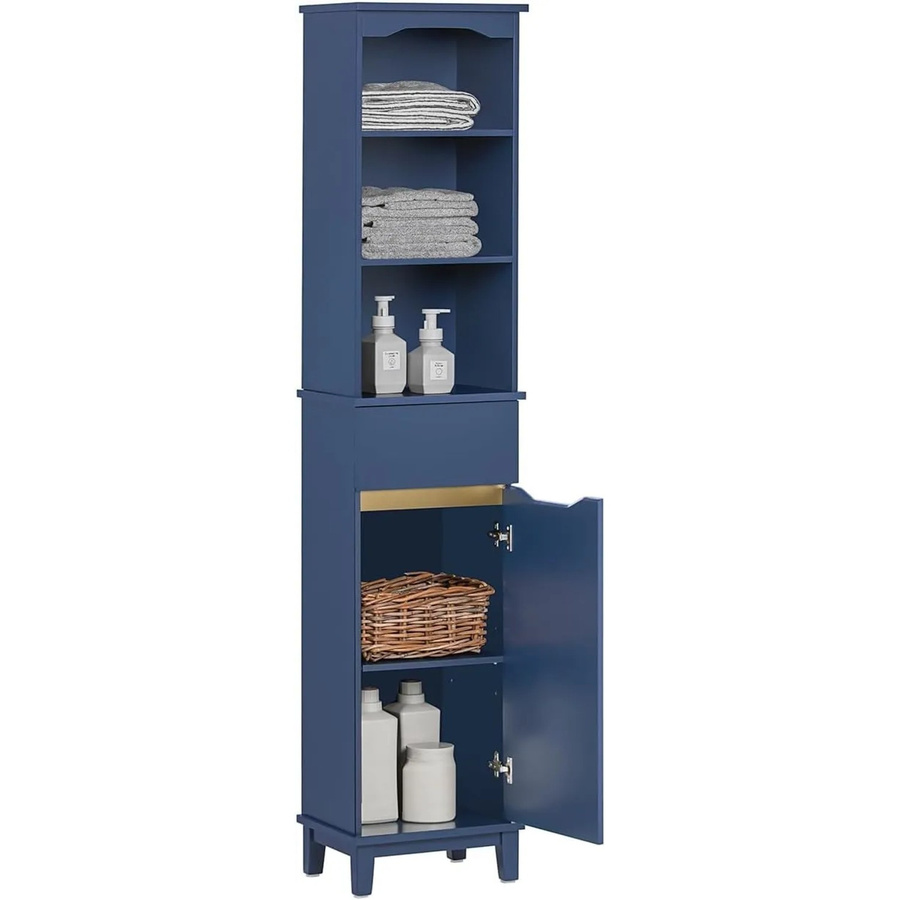SoBuy BZR112 Hochschrank Badezimmer in Tiefblau mit 1 Tür und 3 Ablagen, B/T/H: 35 x 30 x 170 cm - Bild 4