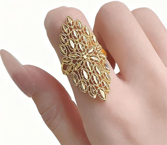 Huitan Ring, goldfarben, Kupfer, Zirkonia, Damen - Bild 1