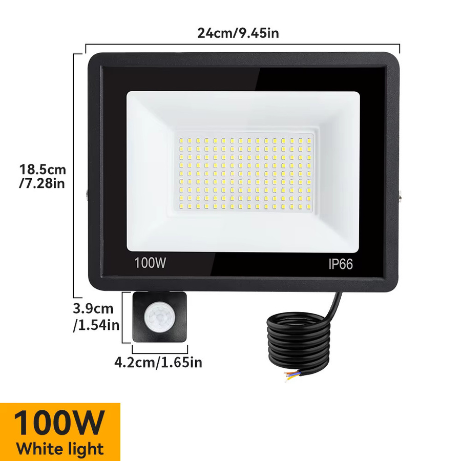 Arbrac LED Flutlicht mit PIR Bewegungssensor, 200W, IP65 Wasserdicht, Kaltweiß, Weiß - Bild 6