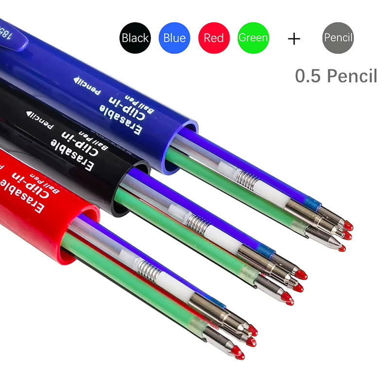 LCOMMO 5-in-1 Löschbarer Gelstift mit magischer Tinte in Blau, Schwarz, Rot und Grün, 0,7 mm Schreibstift im Kawaii-Design - Bild 4