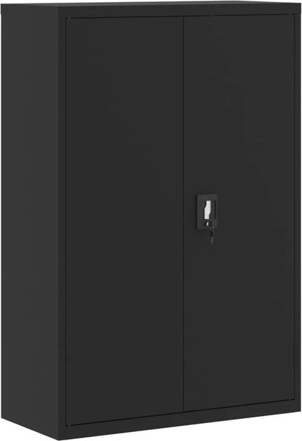 vidaXL Aktenschrank aus Stahl in Schwarz mit Türen und Schloss, B/T/H: 90 x 40 x 140 cm - Bild 1