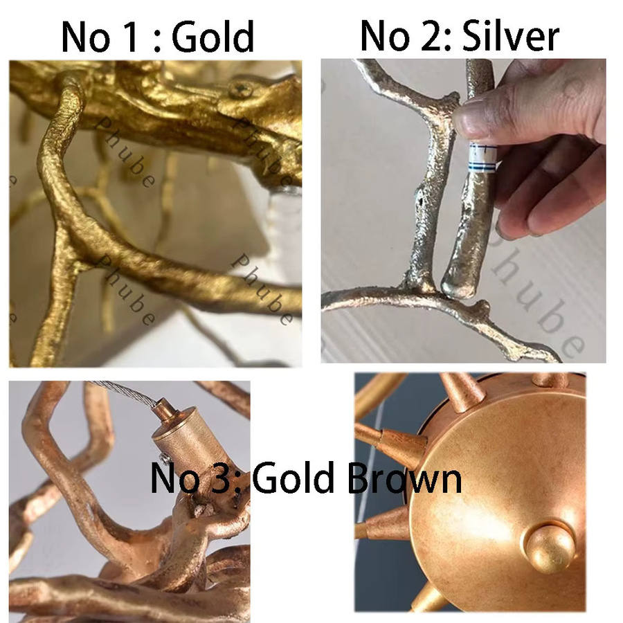 Phube Moderne Kristall-Kronleuchter in Gold und Messing mit Baumzweig-Design für Foyer und Treppenhaus, Höhe: 120 cm, Breite: 60 cm, Tiefe: 60 cm - Bild 2