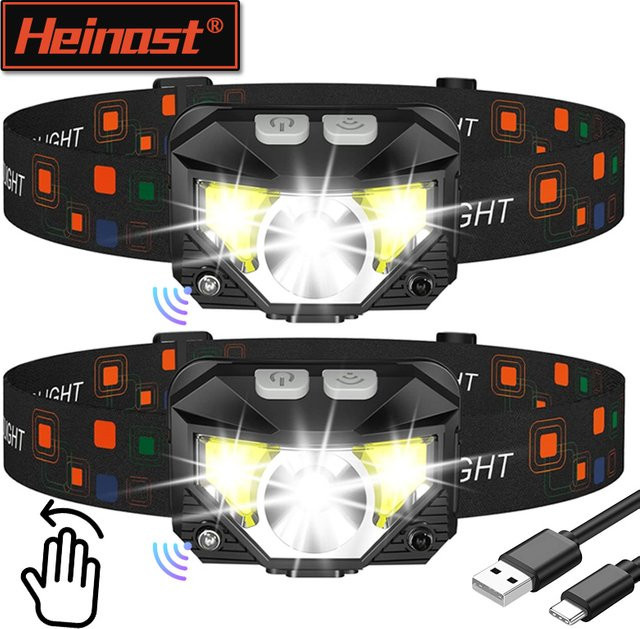Heinast LED Sensor Scheinwerfer USB aufladbare Kopf-Taschenlampe in Schwarz - Bild 1