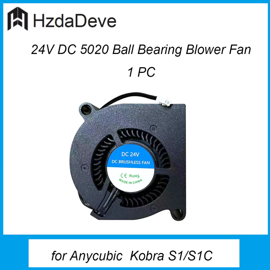 Anycubic Kobra S1 Hotend 24V DC Lüfter mit 5020 Doppelkugellager Gebläse für Axialkühlung, Schwarz - Bild 2