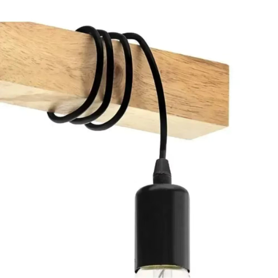 JOYINLED Vintage Retro Kronleuchter aus Holz in Schwarz und Transparent als Hängelampe für Wohnzimmer, Esszimmer und Schlafzimmer - Bild 3