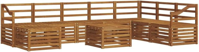 vidaXL Sofagarnitur aus Massivholz Akazie in Natur Braun mit modernem Latten-Design - Bild 1