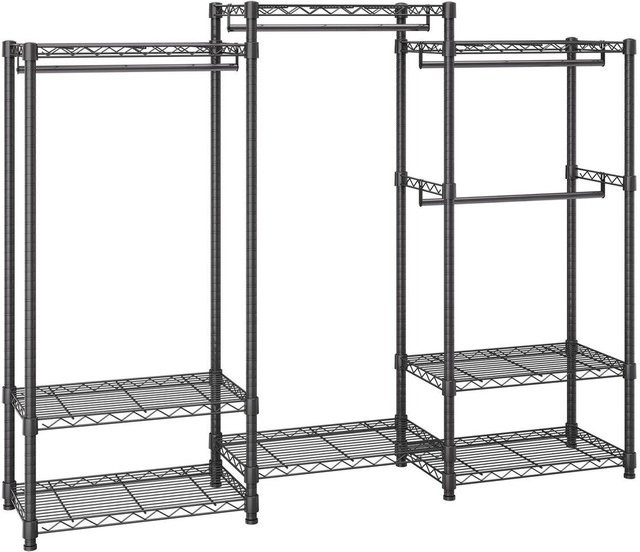 Buying Solutions MB Kleiderständer aus Kohlenstoffstahl in Schwarz mit 4 Kleiderstangen und 8 Ablageebenen, B/T/H: 180 x 45 x 45 cm - Bild 1