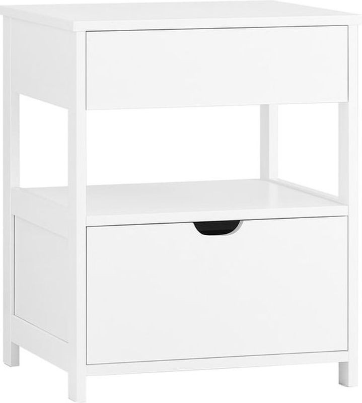 SoBuy Nachttisch Modern mit 2 Schubladen Weiß B: 45 cm, T: 38 cm, H: 55,6 cm - Bild 1