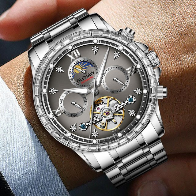 Glenaw Armbanduhr Automatik, Edelstahl, Blau, Herren - Bild 1