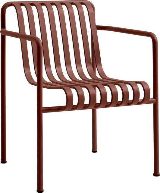 HAY Palissade Dining Arm Chair aus Stahl in Rot, stapelbar und modern - Bild 1