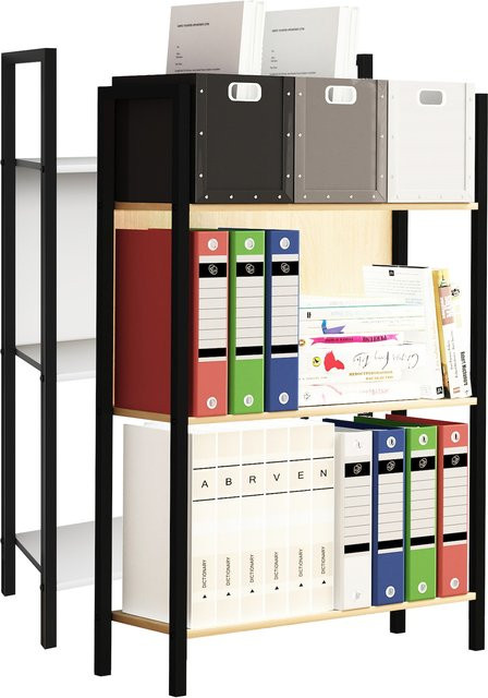 VCM Holzregal Flakos 3 mit Metallrahmen im Industrial Design, Standregal für Büro und Wohnraum, H x B x T: 100 x 56 x 24 cm - Bild 1