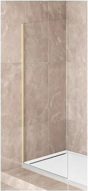 Duschparadies Walk In Duschabtrennung aus Nano Glas mit Profil in Gold gebürstet, B: 50 cm, H: 200 cm - Bild 1