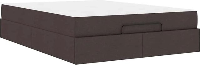 vidaXL Bettgestell mit Matratze und Schubladen, Braun, Stoff, B/T/H: 140 x 200 x 43,5 cm - Bild 1