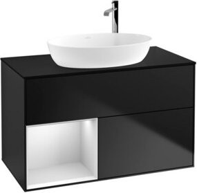 V&B Waschtischunterschrank Finion 100 Wandbeleuchtung in Blau und Weiß lackiert B/T/H: 100 x 50,1 x 50,1 cm - Bild 1