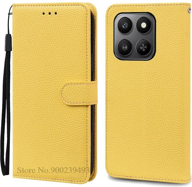 Honor 400 Smart 5G Leder-Klapphülle Brieftasche Etui in Gelb - Bild 1