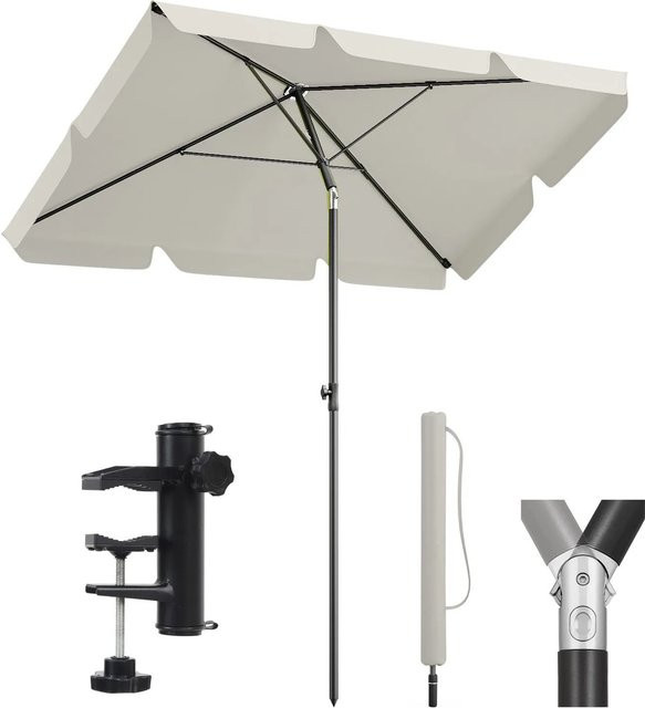 Sekey Balkonschirm Rechteckig Graubeige, Höhenverstellbar mit Schutzhülle, B: 200 cm, T: 125 cm, H: 235 cm - Bild 1