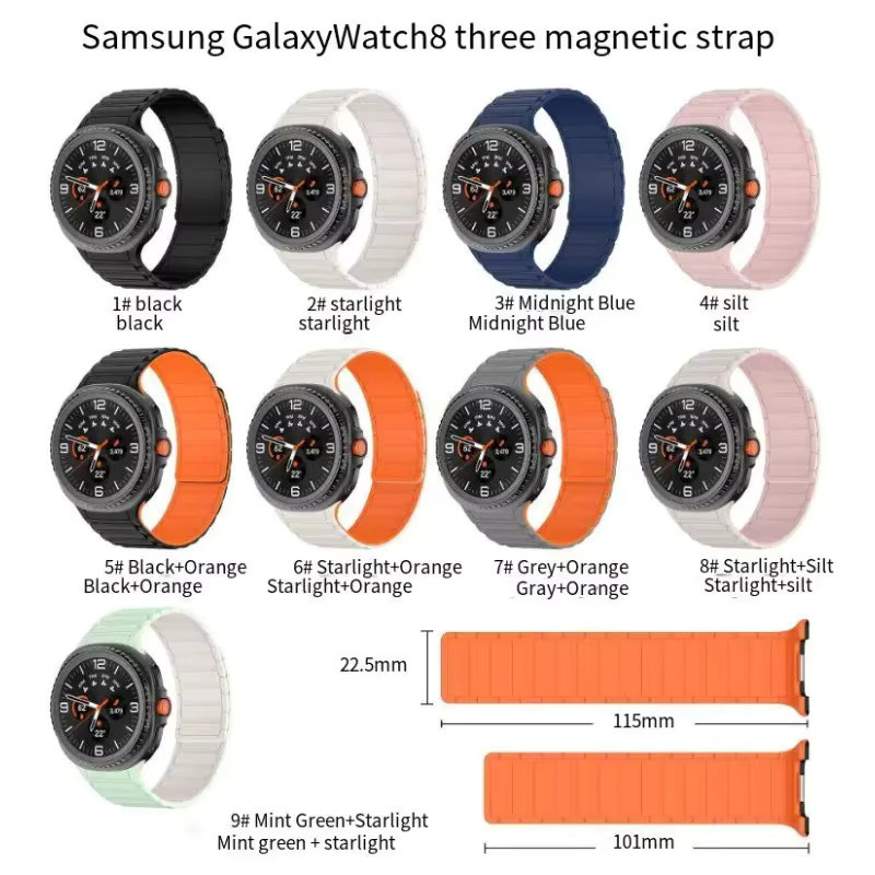 CAOWTAN Uhrenarmband Silikon, Magnetarmband, Samsung Galaxy Watch 8, Unisex - Bild 2