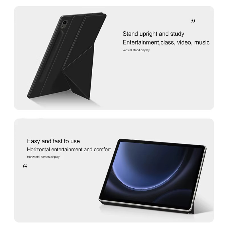Magnetische Smart Book Cover Schutzhülle für Samsung Galaxy Tab S9 FE 10.9 Zoll SM-X510 SM-X516B in Schwarz - Bild 2