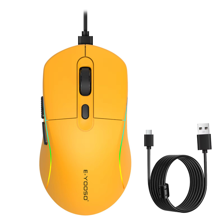 E-YOOSO Gaming-Maus SG8925 Ultraleicht, Kabelgebunden, RGB, Orange, USB-C Anschluss für PC und Laptop - Bild 5