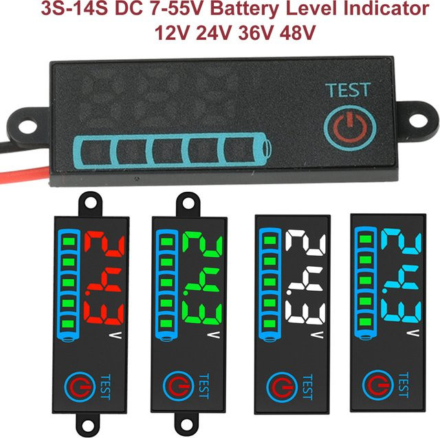 Aideepen Digitaler Lithium-Batterie Tester DC7-55V LED Voltmeter und Ladeanzeige für 3S-14S Batterien in Rot und Schwarz - Bild 1