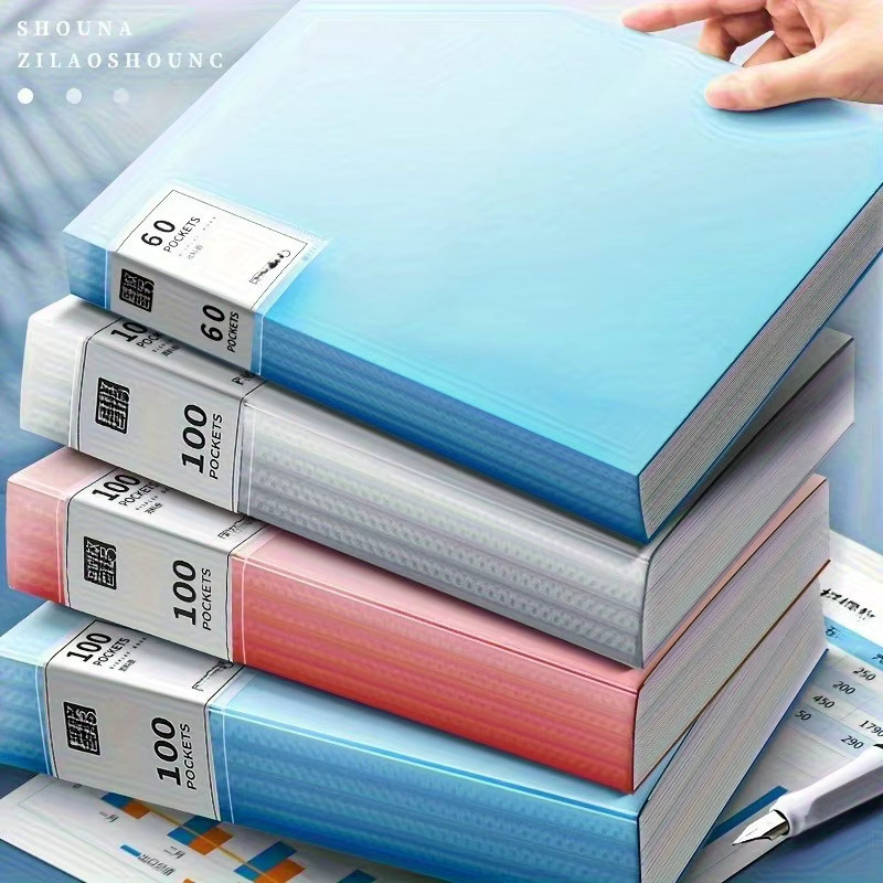 A4 Kunststoff-Aktenordner transparent und schwarz, Mehrseiten-Datenbeutel als Dokumentenhülle für Büro und Archiv - Bild 2