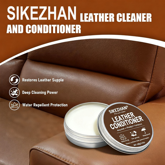 SIKEZHAN Lederreiniger Set mit Spülung, Reparaturbalsam und Kratzerentferner zur Farberneuerung für Sofa, Autositz und Schuhe - Bild 1