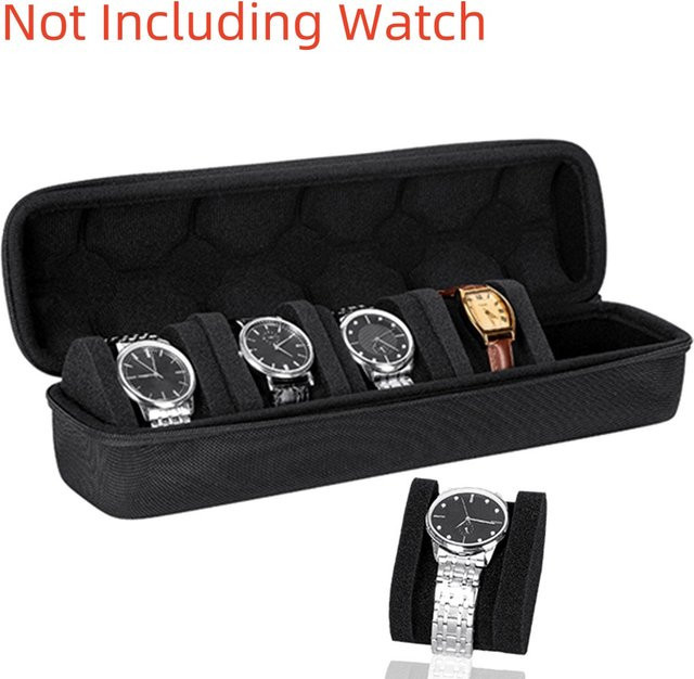 JBAILI Uhren-Organizer-Box, 5-Slots, Schwarz, Unisex - Bild 1