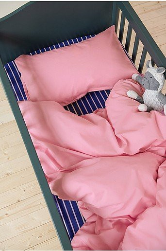 ZACK Percale Mini Baby Bettwäsche aus Bio-Baumwolle in Pink mit Tier-Motiven - Bild 1
