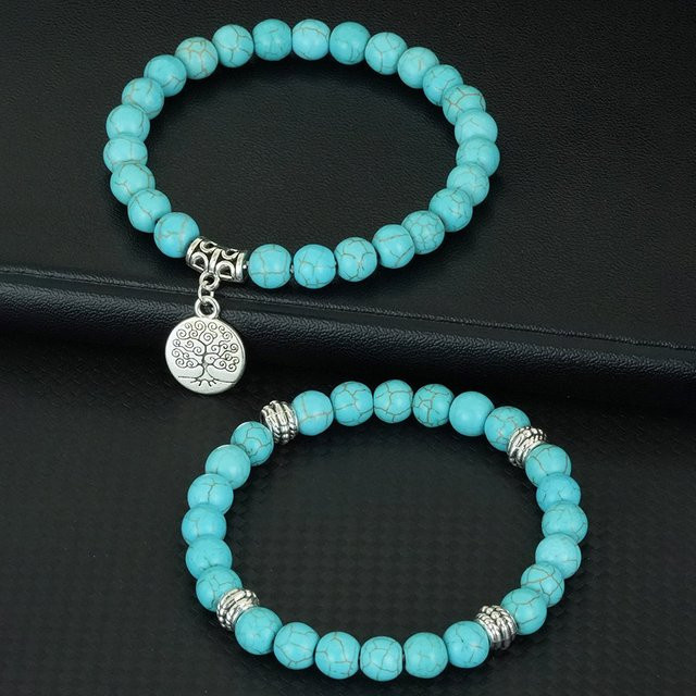 diffone Armband-Set, Naturstein, Perle, Baum des Lebens, Unisex - Bild 1