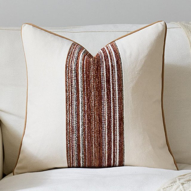JMG Clothing Kissenbezüge im Bauernhaus-Stil mit Streifenmuster, Beige, B/B: 45 x 45 cm - Bild 1