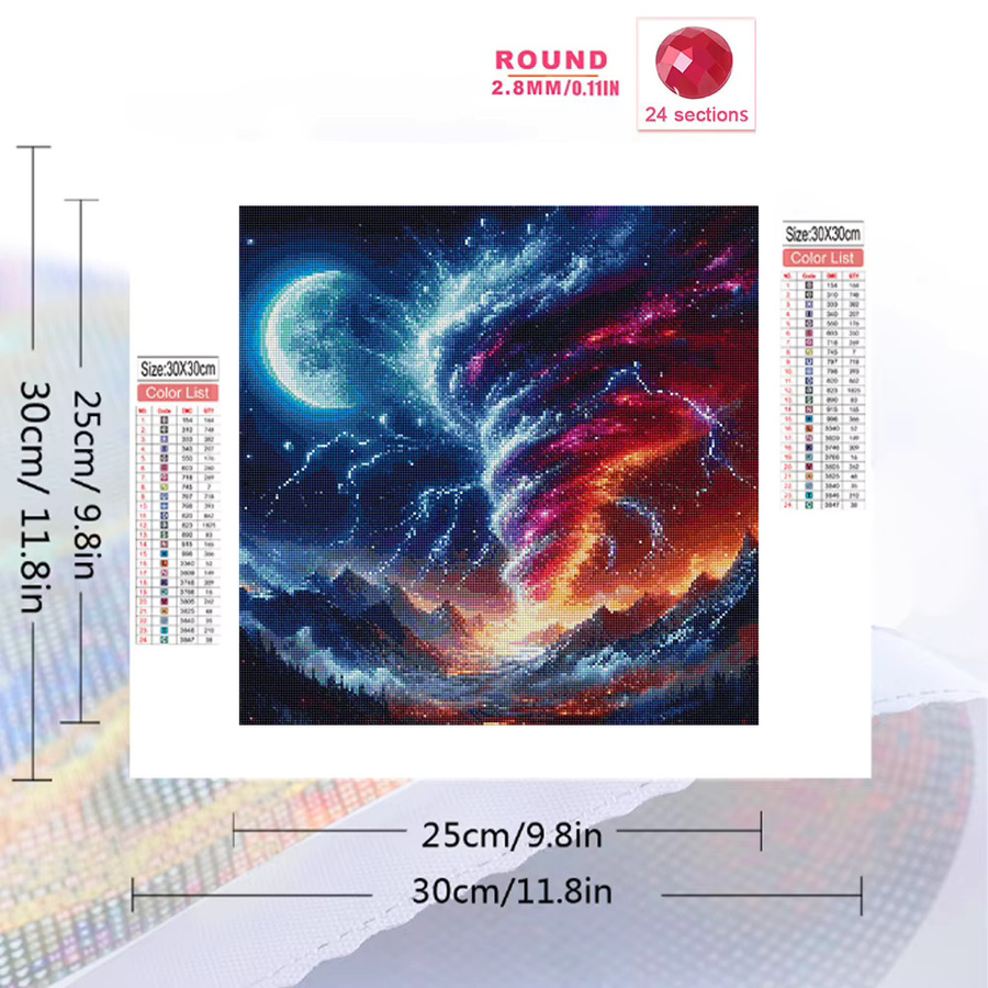 Evershine Diamantmalerei Tornado-Landschaft mit Mond als quadratische Strass-Stickerei in Multicolour - Bild 2